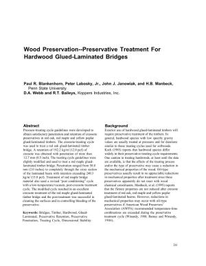 Wood Preservation--Preservative Treatment for Hardwood Glued-Laminated Bridges