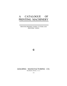 A Catalogue of Printing Machinery