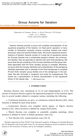 Group Axioms for Iteration View Metadata, Citation and Similar Papers at Core.Ac.Uk Brought to You by CORE Z