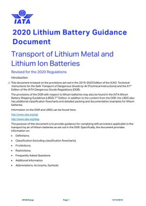 IATA Lithium Battery Guidance Document