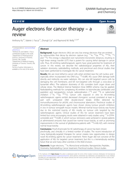 Auger Electrons for Cancer Therapy – a Review Anthony Ku1†, Valerie J