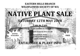 Saturday 12Th May 2018 Catalogue & Plant Info