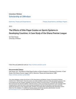 The Effects of Elite Player Exodus on Sports Systems in Developing Countries: a Case Study of the Ghana Premier League