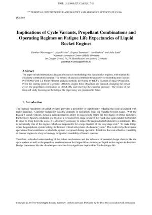Implications of Cycle Variants, Propellant Combinations and Operating Regimes on Fatigue Life Expectancies of Liquid Rocket Engines
