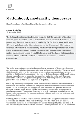 Nationhood, Modernity, Democracy