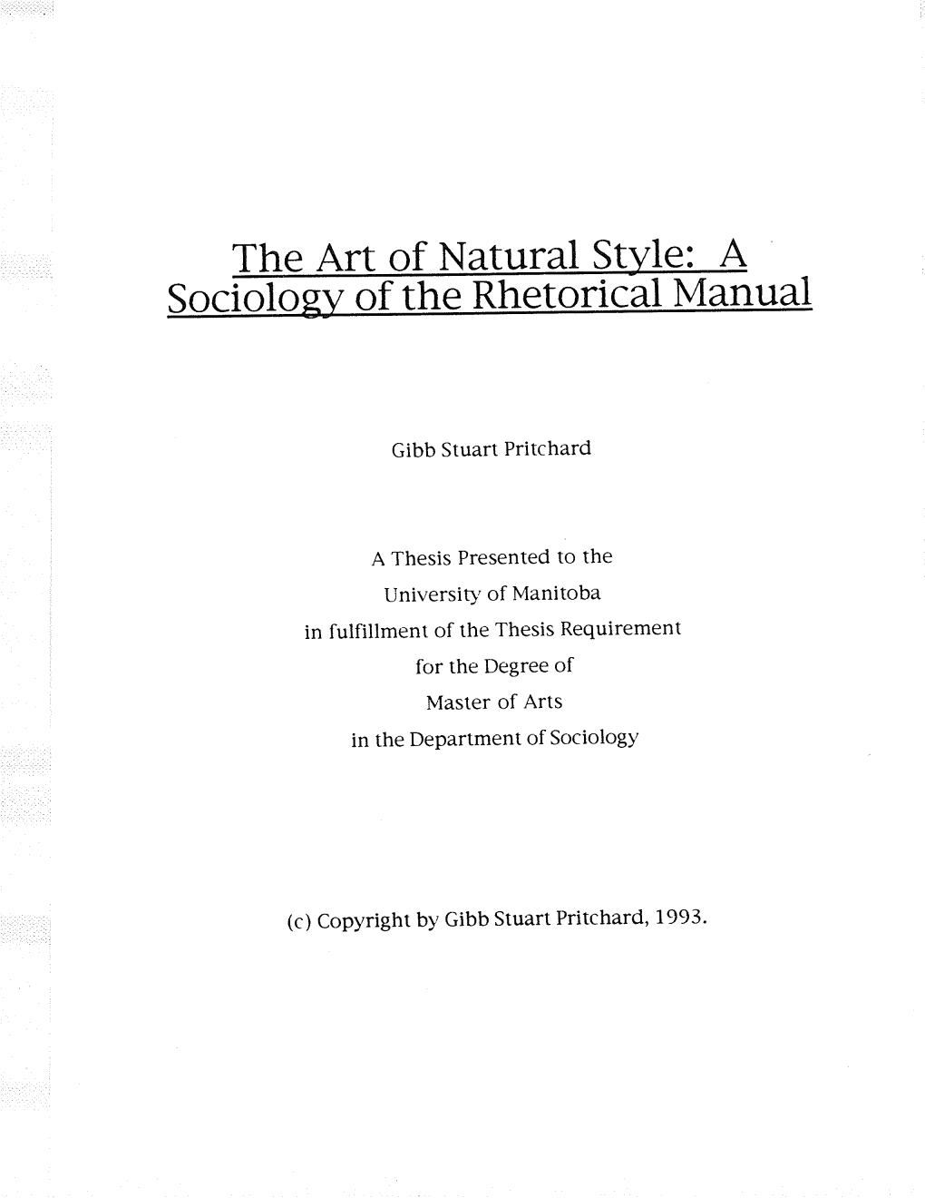 Art of Natural Le: a Soc Rhetorical Manual