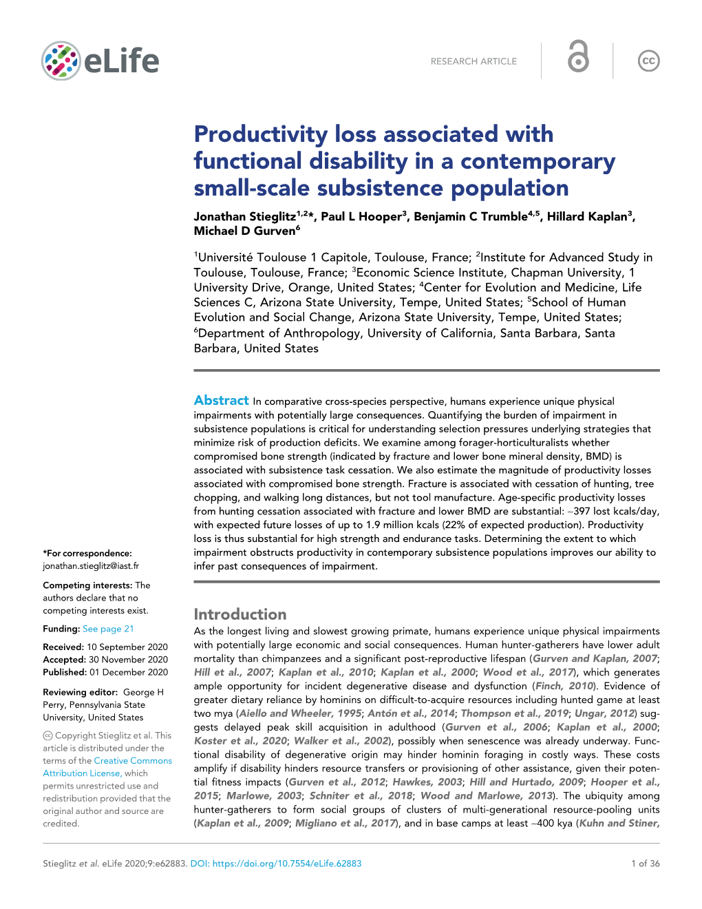 Productivity Loss Associated with Physical Disability in A