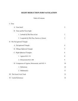 Sight Reduction for Navigation