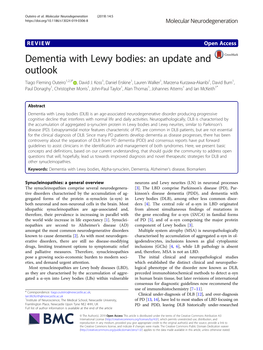 Dementia with Lewy Bodies: an Update and Outlook Tiago Fleming Outeiro1,2,3* , David J