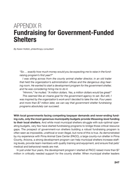 Fundraising for Government-Funded Shelters