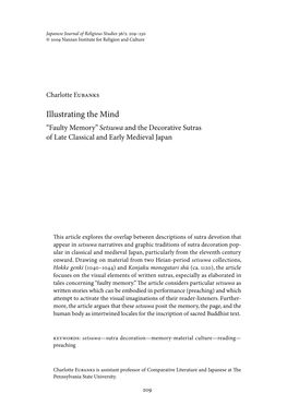 Illustrating the Mind “Faulty Memory” Setsuwa and the Decorative Sutras of Late Classical and Early Medieval Japan