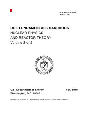 Doe Nuclear Physics Reactor Theory Handbook