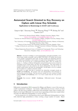Automated Search Oriented to Key Recovery on Ciphers with Linear Key Schedule Applications to Boomerangs in SKINNY and Forkskinny