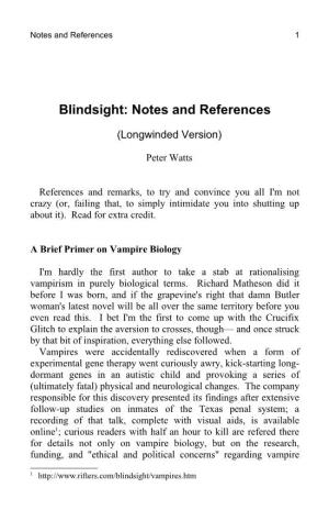 Blindsight: Notes and References