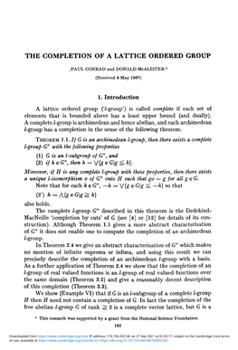 The Completion of a Lattice Ordered Group