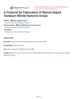 A Protocol for Fabrication of Barium-Doped Tantalum Nitride Nanorod Arrays