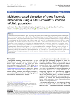 Multiomics-Based Dissection of Citrus Flavonoid Metabolism Using a Citrus