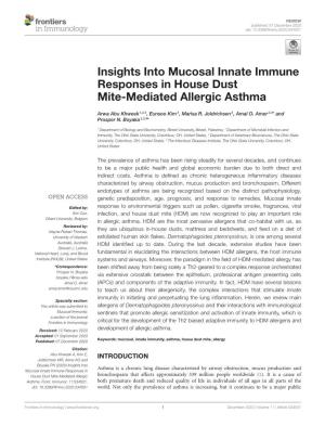 Insights Into Mucosal Innate Immune Responses in House Dust Mite-Mediated Allergic Asthma
