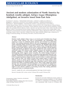 Ancient and Modern Colonization of North America by Hemlock Woolly Adelgid, Adelges Tsugae (Hemiptera: Adelgidae), an Invasive Insect from East Asia