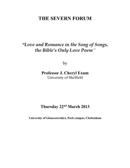 The Poetic Genius of the Song of Songs, the Bible's Only Love Poem