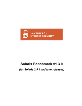 Solaris Benchmark V1.3.0 (For Solaris 2.5.1 and Later Releases)