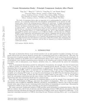 Cosmic Reionization Study: Principle Component Analysis After Planck