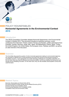 Horizontal Agreements in the Environmental Context 2010