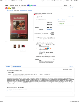 Kaboom Atari Jaguar CD Homebrew | Ebay