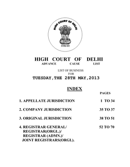 High Court of Delhi Advance Cause List