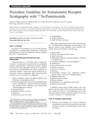 Procedure Guideline for Somatostatin Receptor Scintigraphy with 111In-Pentetreotide