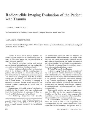 Radionuclide Imaging Evaluation of the Patient with Trauma