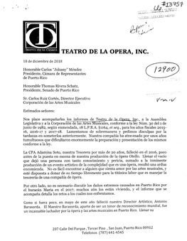 Teatro De La Opera, Inc