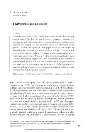 Environmental Justice in Cuba