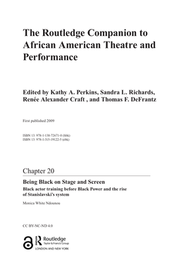 The Routledge Companion to African American Theatre and Performance