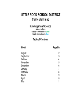 LITTLE ROCK SCHOOL DISTRICT Curriculum Map Kindergarten