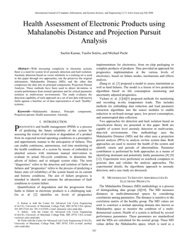 Health Assessment of Electronic Products Using Mahalanobis Distance and Projection Pursuit Analysis