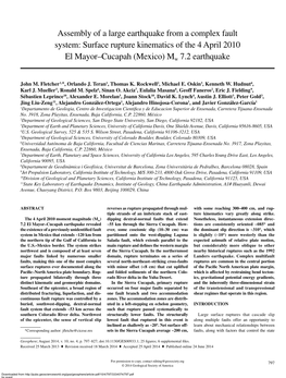 Assembly of a Large Earthquake from a Complex Fault System: Surface Rupture Kinematics of the 4 April 2010