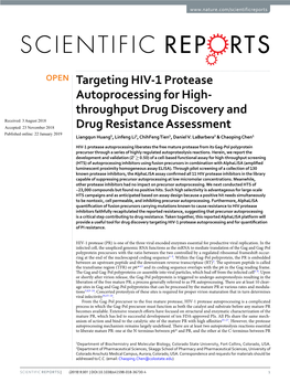 Targeting HIV-1 Protease Autoprocessing for High