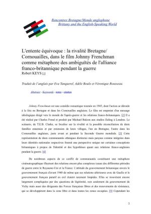 La Rivalité Bretagne-Cornouailles, Dans Le Film Johnny Frenchman Comme Métaphore Des Ambiguïtés D
