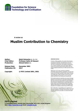 Muslim Contribution to Chemistry