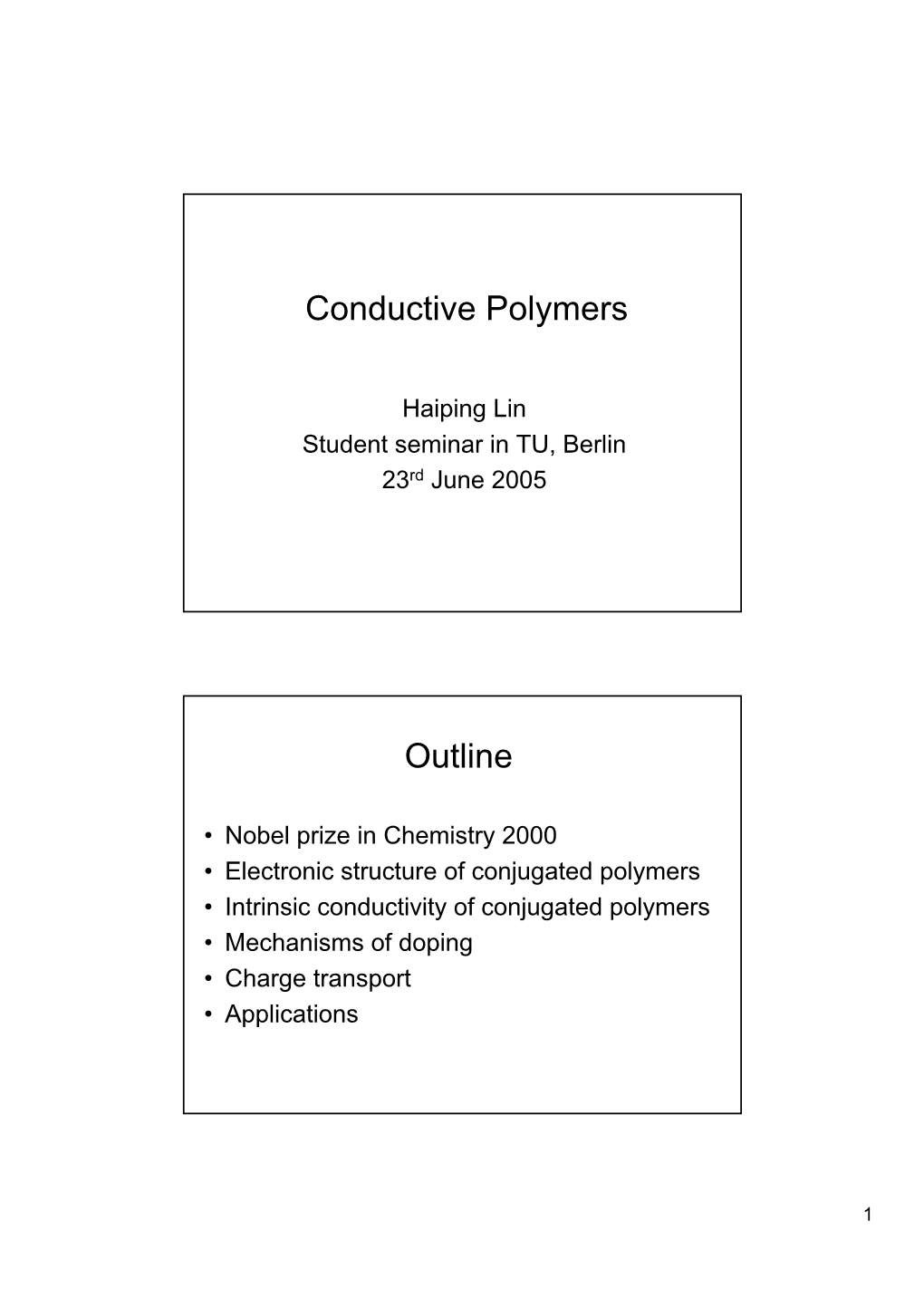 Conductive Polymers Outline