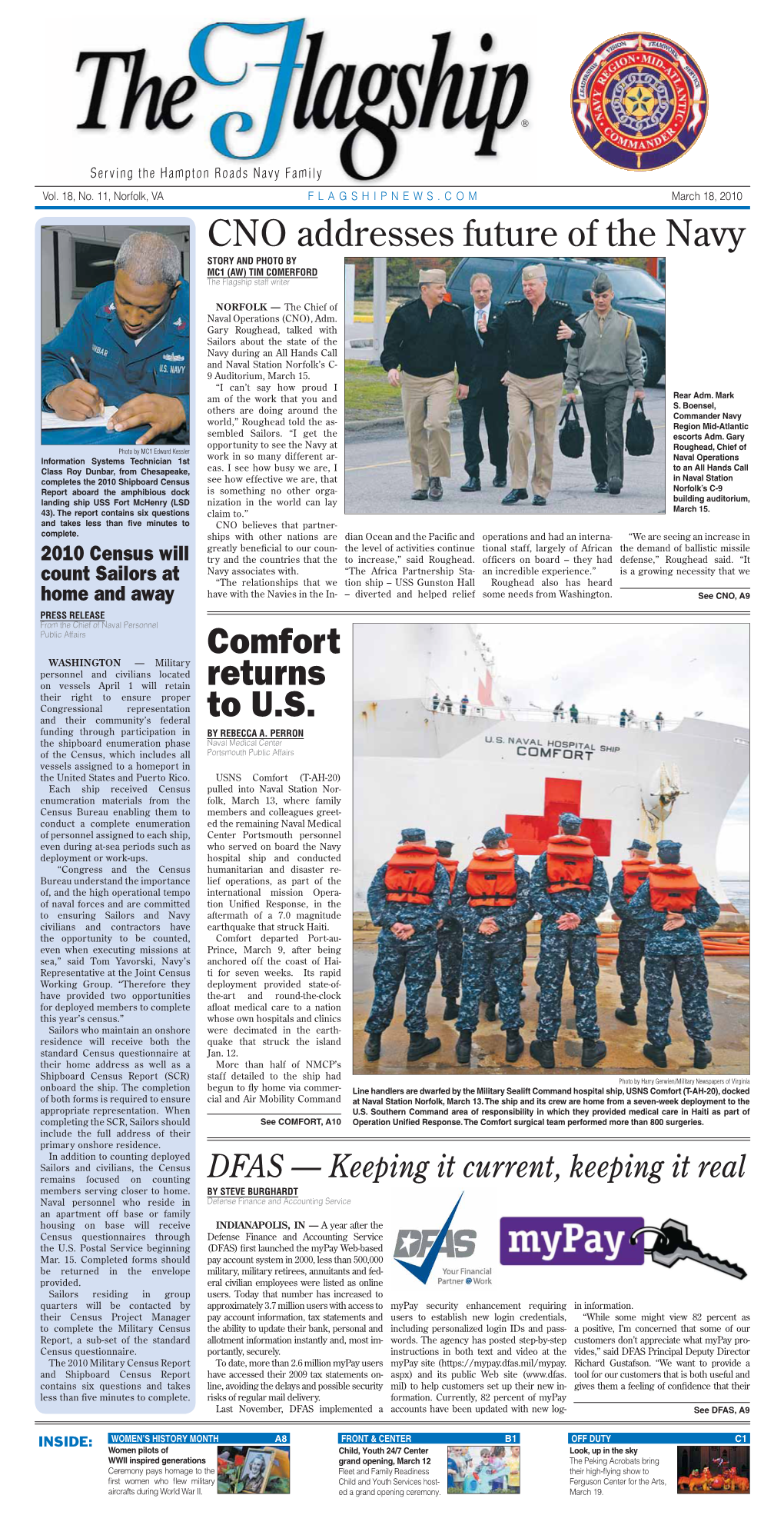 CNO Addresses Future of the Navy Comfort Returns to U.S