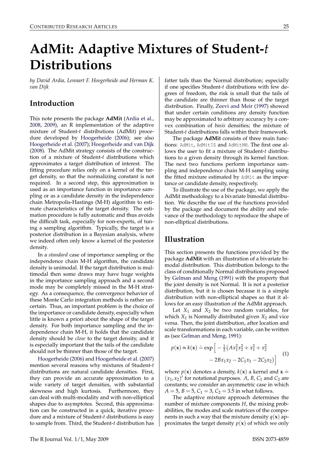 Adaptive Mixtures of Student-T Distributions by David Ardia, Lennart F