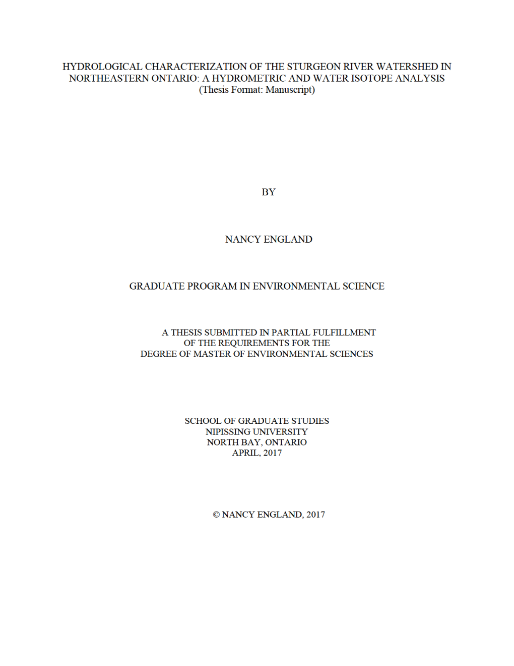 Hydrological Characterization of the Sturgeon River.Pdf