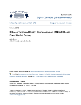 Cosmopolitanism of Nodal Cities in Paweł Huelle's Castorp