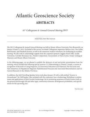 Atlantic Geoscience Society ABSTRACTS