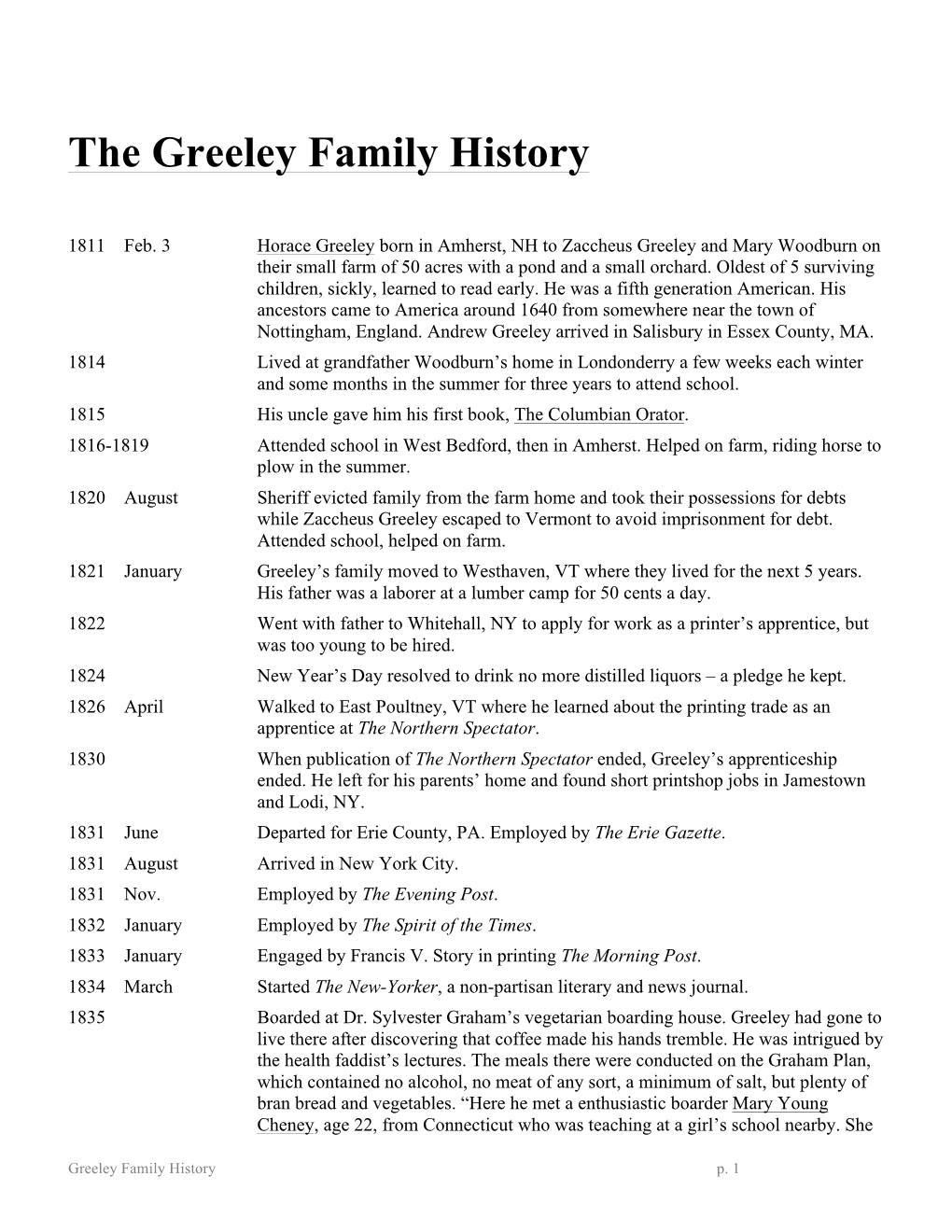 The Greeley Family History Formatted