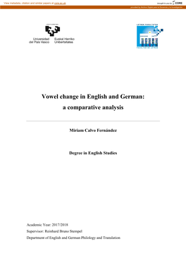 Vowel Change in English and German: a Comparative Analysis
