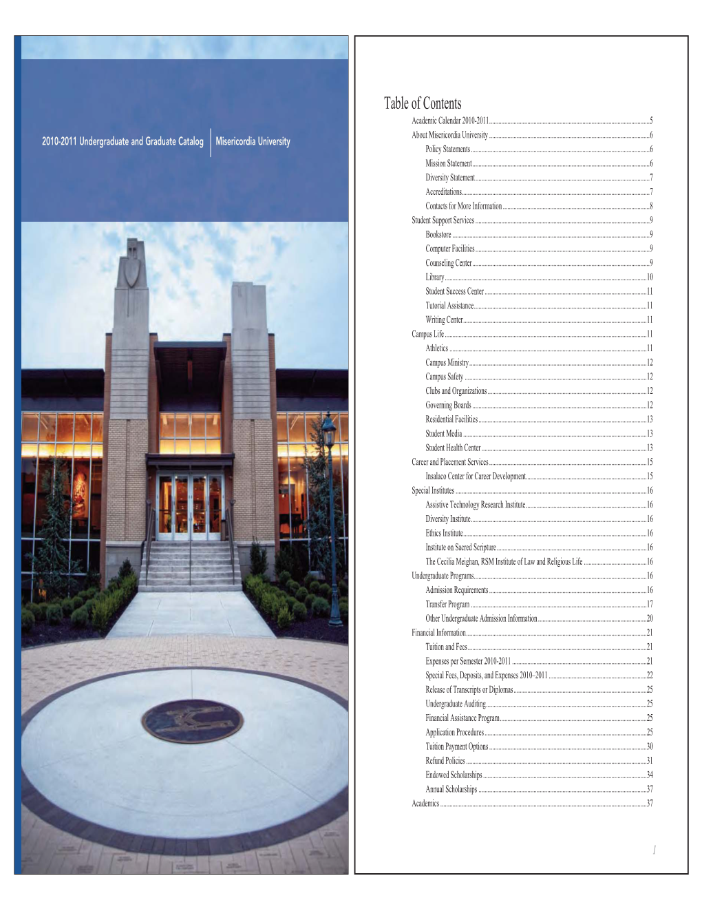 Table of Contents Academic Calendar 2010-2011