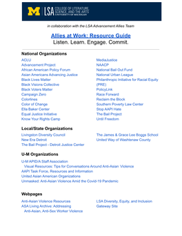 Allies at Work: Anti-Racism Resource Guide